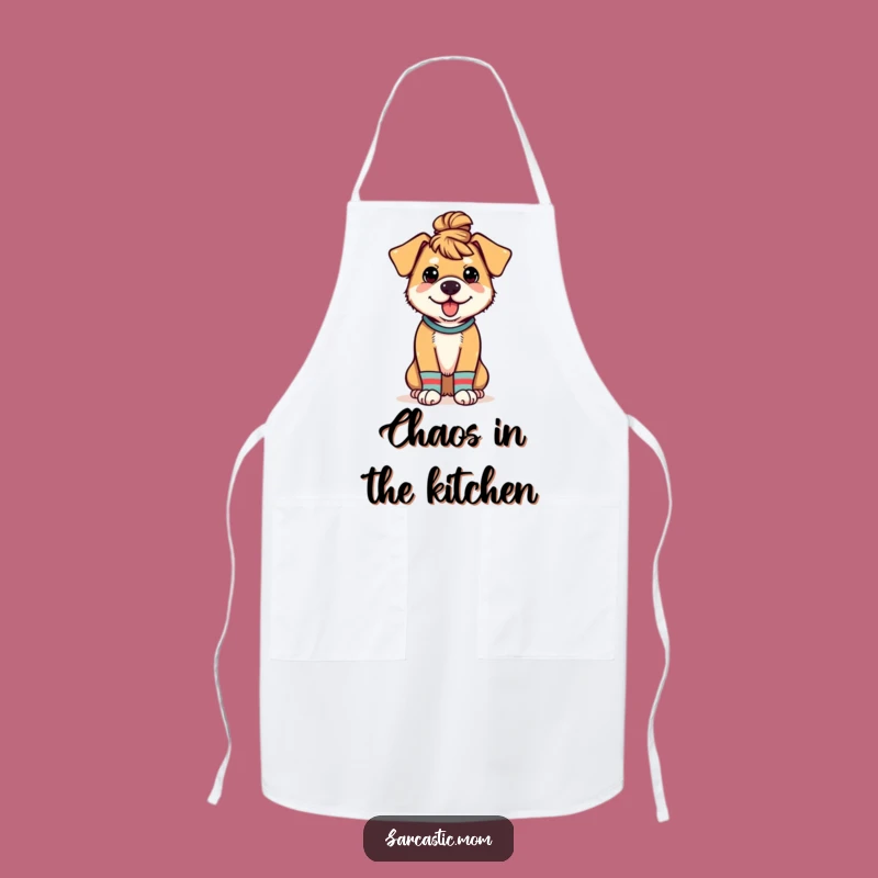 Funny Dog Mom Apron - Messy Bun & Mismatched Socks Kitchen Style
