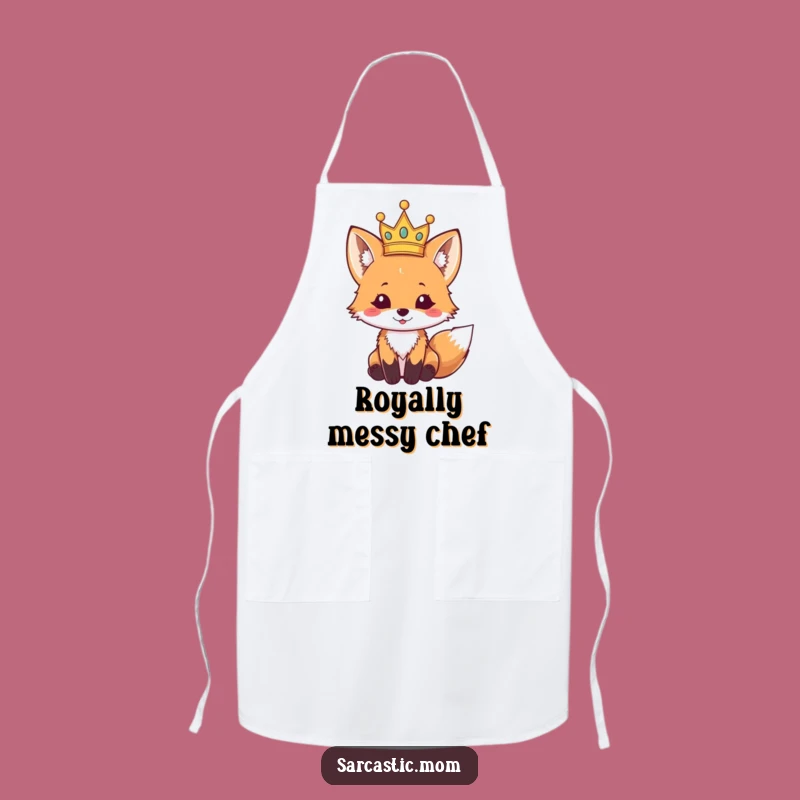 Funny Fox Cub Crown Apron - Cook Like Royalty with Humor