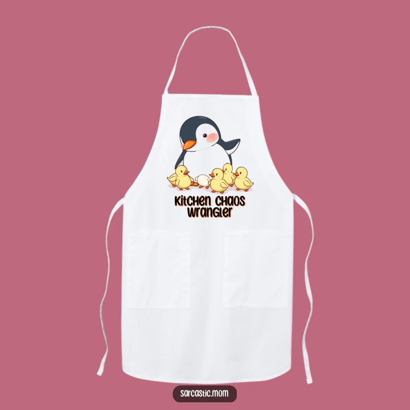 Funny Penguin Mom Apron - Herding Ducklings Kitchen Helper