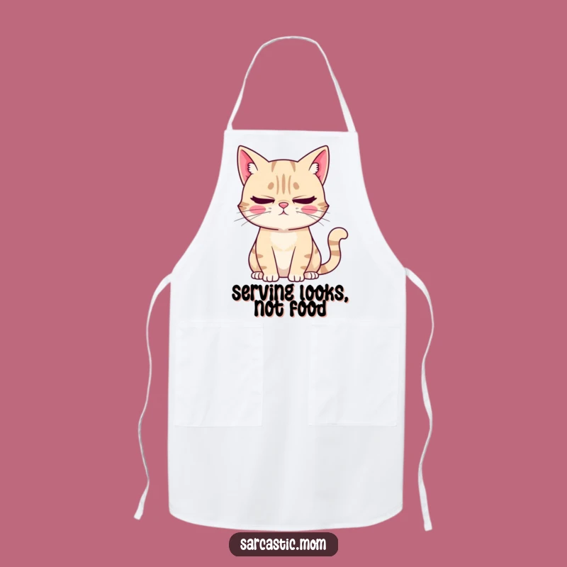 Funny Cat Mom Apron: Sarcastic Kitty Mom Kitchen Wear, Eye-Roll