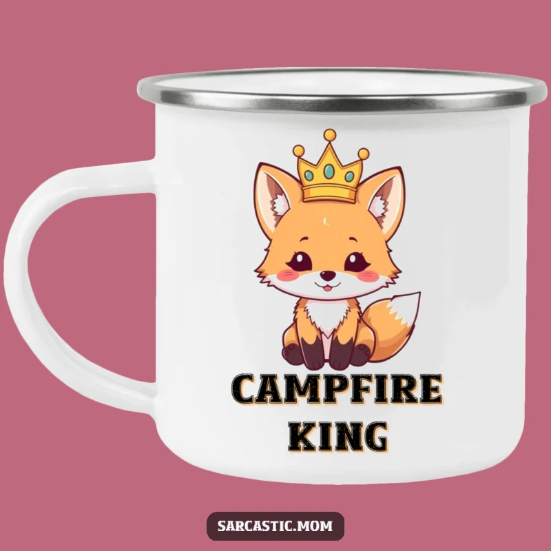 Funny Fox Cub Crown Camping Mug - Adventure with Regal Style