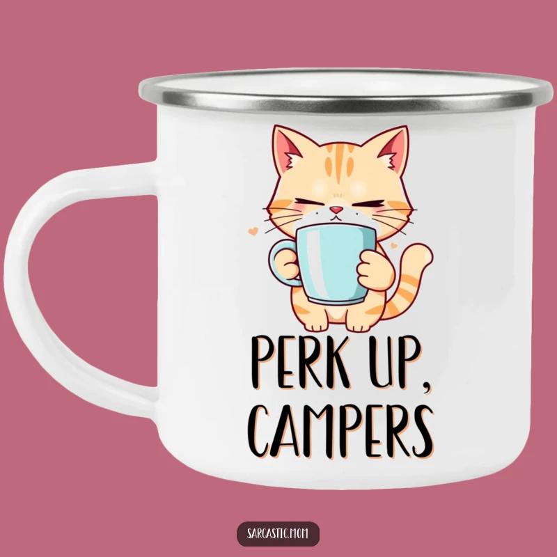 Durable Funny Cat Mom Rolling Eyes Camping Mug - Adventure-Ready and Hilarious