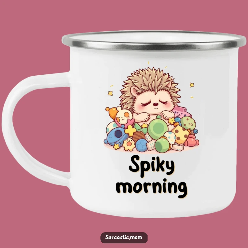 Durable Funny Grumpy Hedgehog Mom Camping Mug - Adventure-Ready and Hilarious