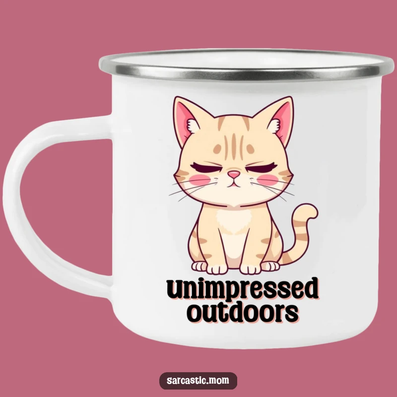 Funny Cat Mom Camping Mug: Sarcastic Kitty Mom Gear, Eye-Roll