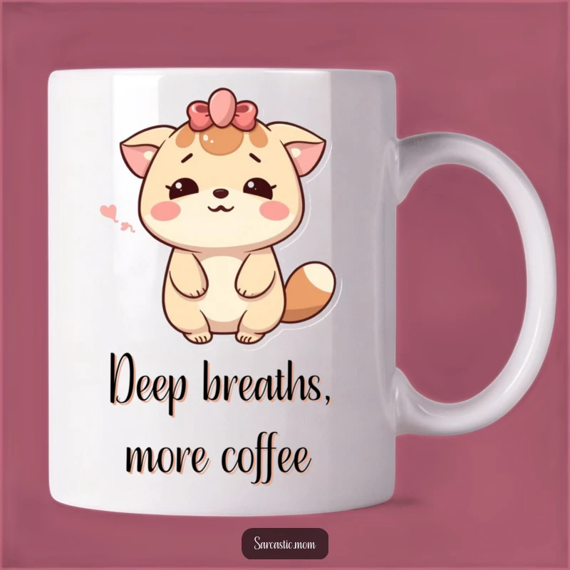 Funny Kawaii Mom Sigh Mug - Dramatic Humor for Smiling Moms!