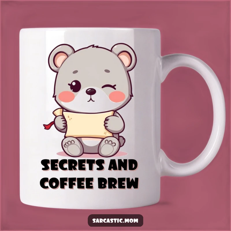 Funny Bear Cub Secret Scroll Mug - Winking Wisdom, Perfect Quirky Gift!