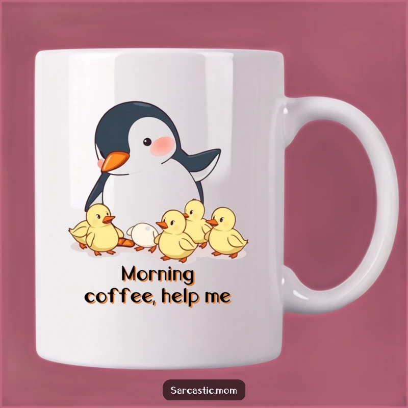Funny Penguin Mom Mug - Herding Ducklings Chaos Motherhood Gift