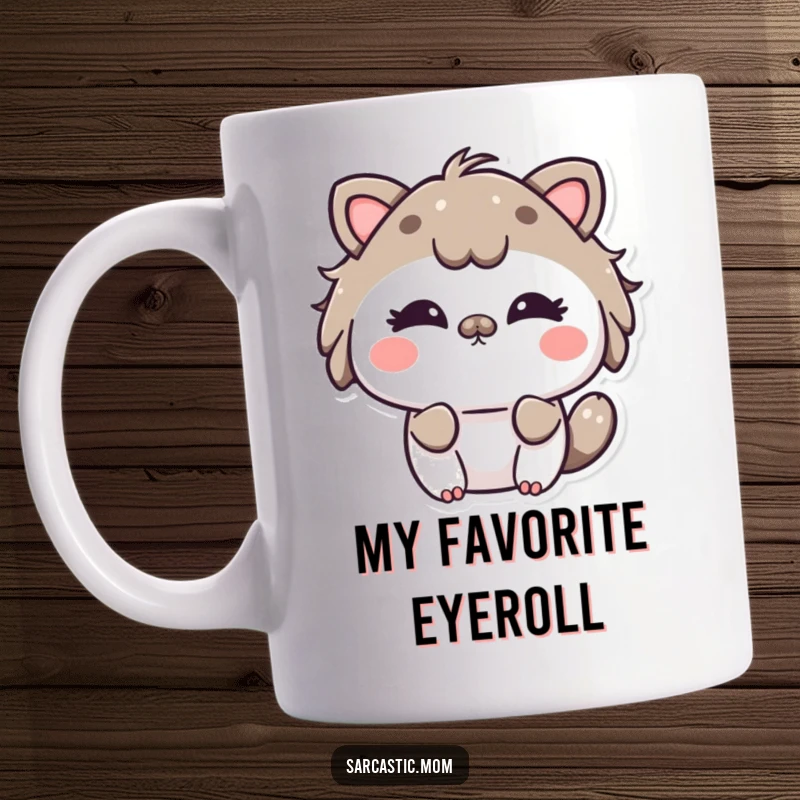 Funny Kawaii Mom Animal Mug: A cute mother creature playfully rolling her eyes, expressing comical exasperation.