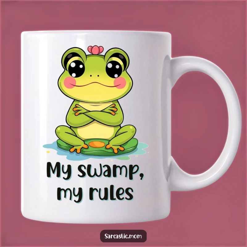 Funny Frog Mom Mug: Judging Messy Pads, Pond Life Humor!