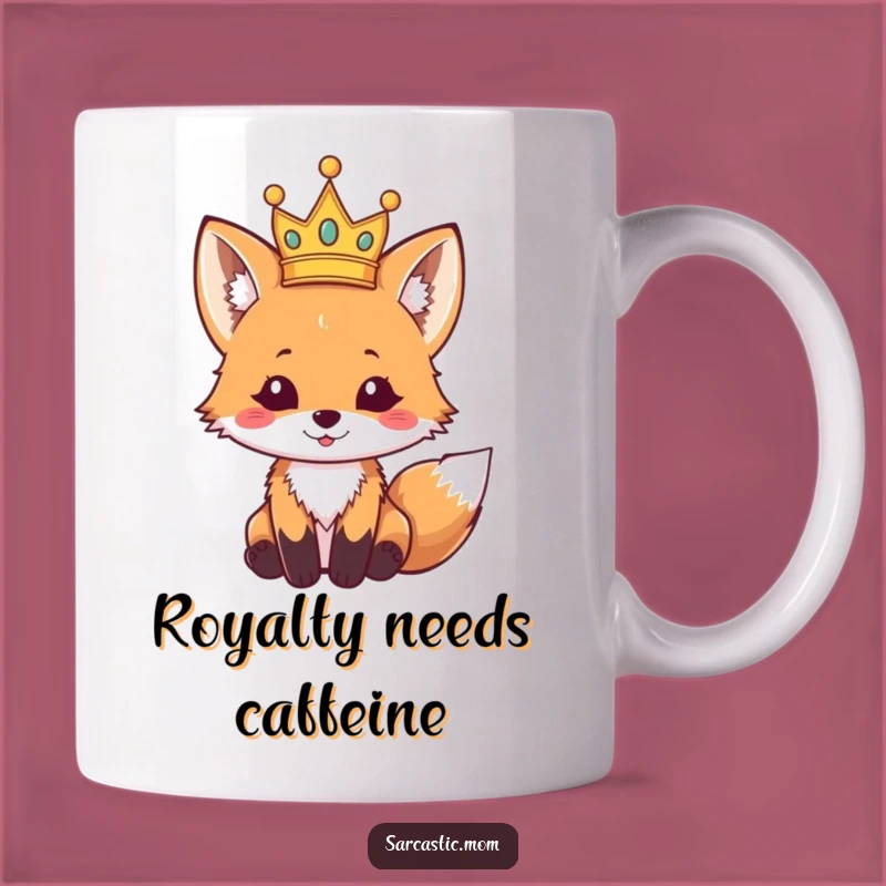 Funny Fox Cub Crown Mug - Royal Humor for Your Morning Brew