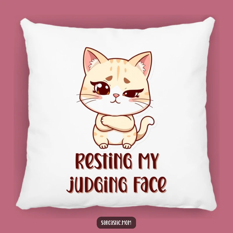Comfy Funny Skeptical Cat Mom Pillow: Judgmental Cuddles and Humor!