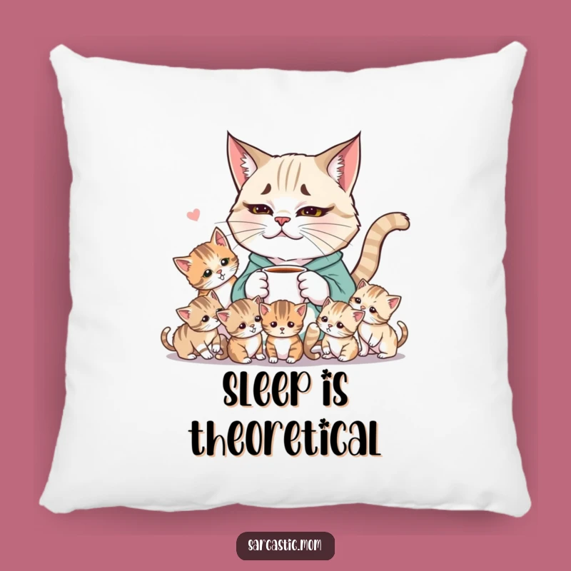 Cozy Funny Weary Cat Mom Pillow: Soft Comfort for Kitten Mayhem