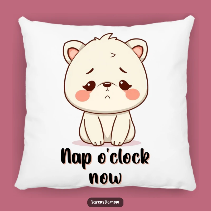 Funny Kawaii Mom Exhausted Smile Pillow - Cozy & Understanding Gift