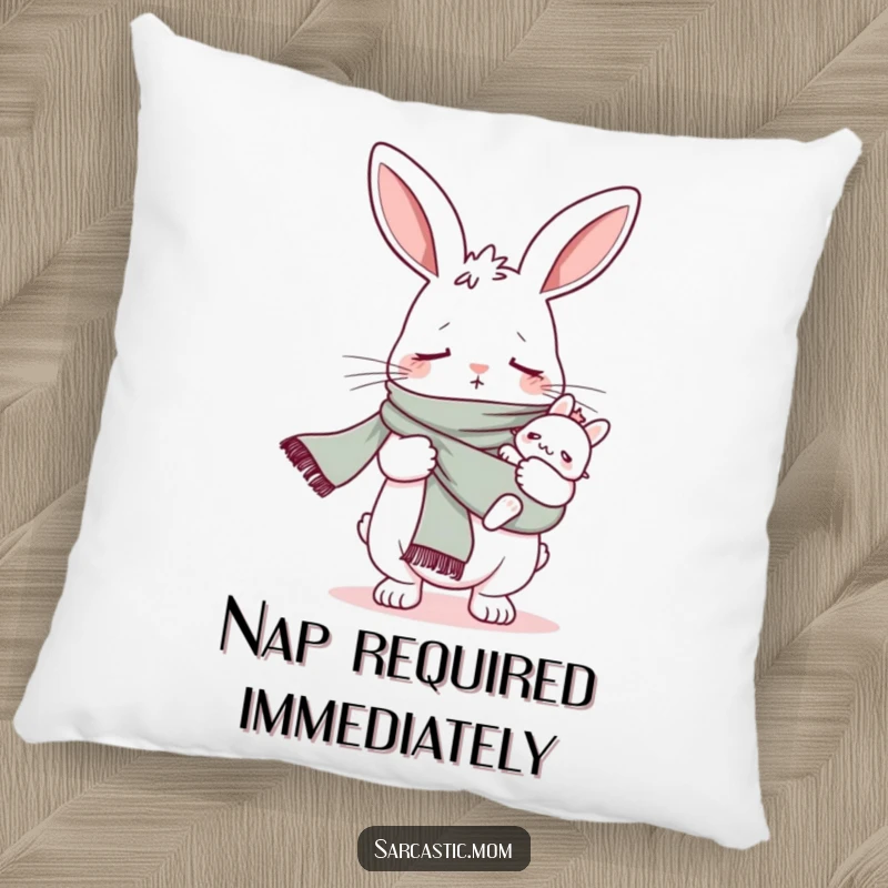 Funny bunny mom baby sling scarf pillow, decorative and soft, bringing humorous mom vibes to the home.