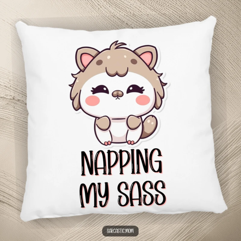 Funny Kawaii Mom Eye Roll Pillow: A cute mother animal character playfully rolling her eyes. Soft and humorous.