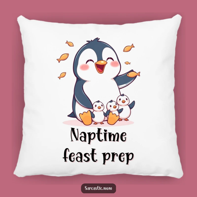 Funny Penguin Mom Pillow: Cozy Juggling Mom Comfort for Animal Enthusiasts