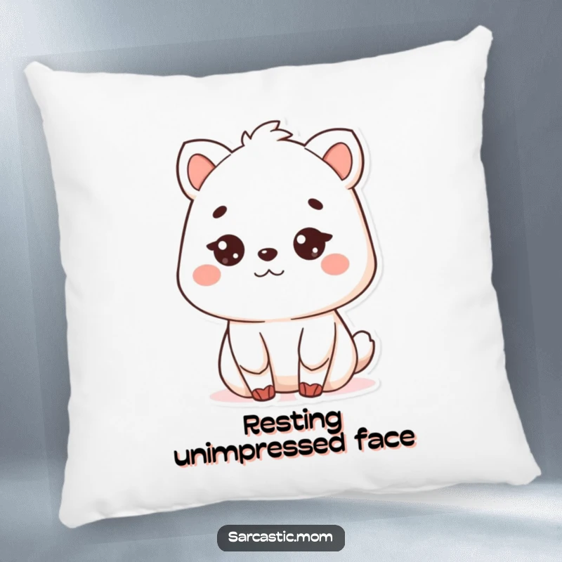 Funny Kawaii mother animal pillow, displaying a deadpan stare, offering comfort and humor, a delightful funny gift.