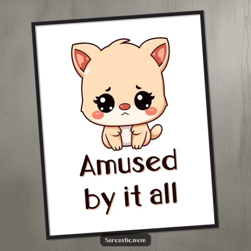 Funny Kawaii mother animal character looking unimpressed but amused, humorous and cute digital art.