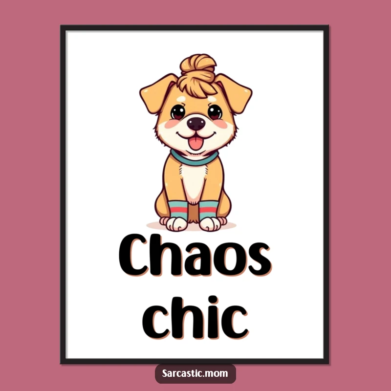 Funny Dog Mom Digital Art - Messy Bun & Mismatched Socks Print