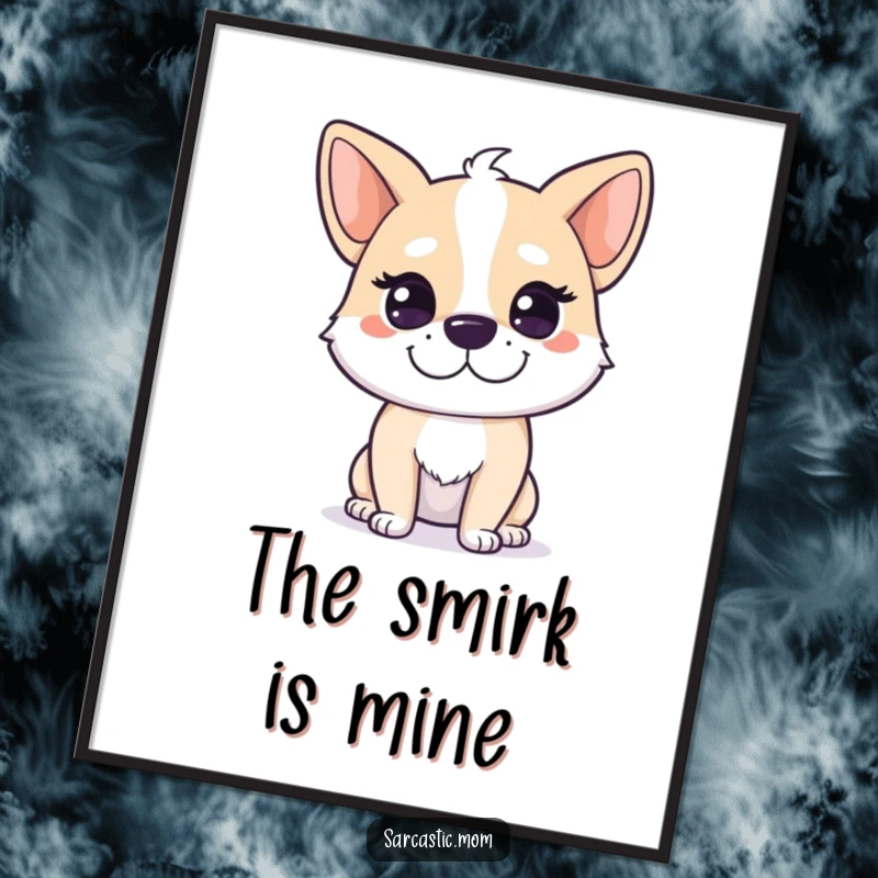 Funny Dog Mom Smirk Digital Art Print showing a dog mom with a knowing smirk, perfect for dog-themed decor.
