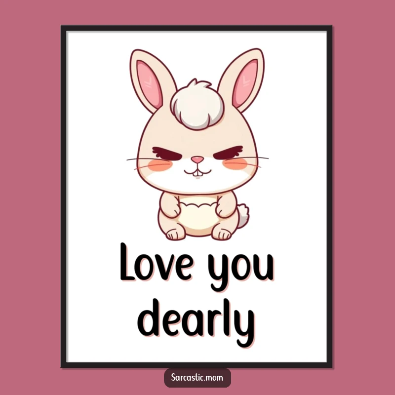 Funny Rabbit Mom Stern Love Digital Art: Instant Maternal Wisdom