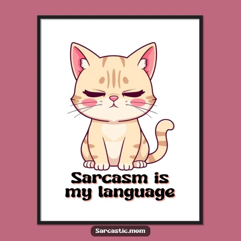 Funny Cat Mom Digital Art: Instant Sarcastic Kitty Mom Decor, Eye-Roll