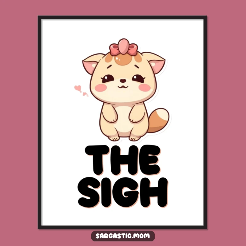 Funny Kawaii Mom Sigh Digital Art - Hilarious Wall Decor for Dramatic Moms!