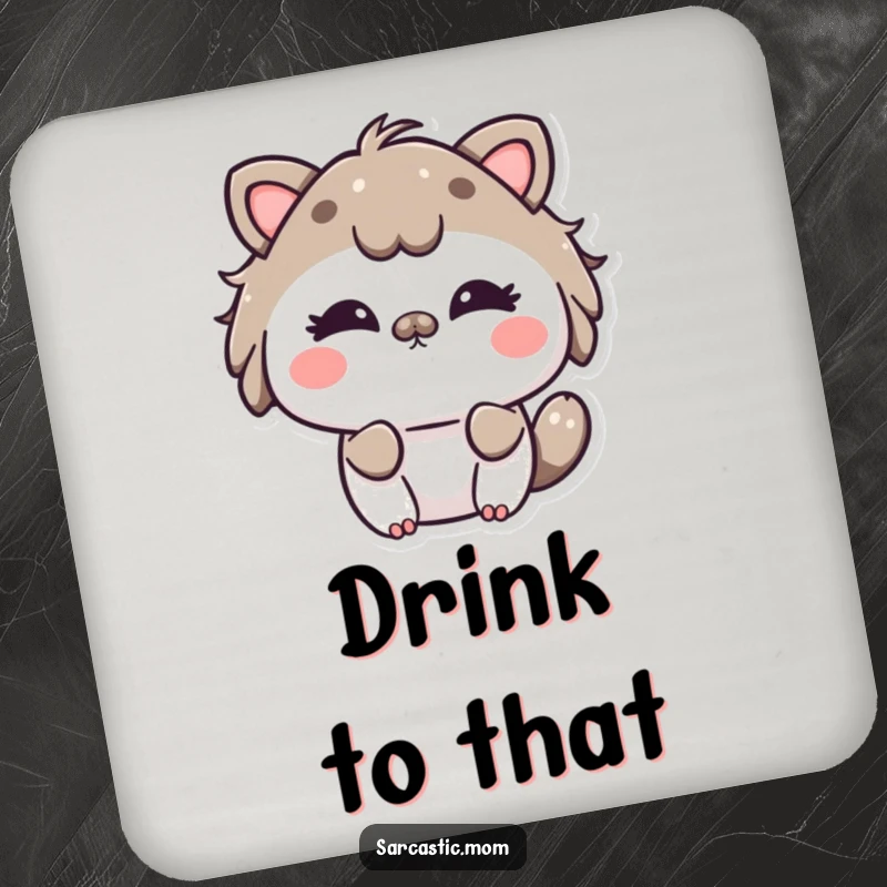 Funny Kawaii Mom Eye Roll Coasters featuring a cute mother animal character playfully rolling her eyes. Protects surfaces with humor.