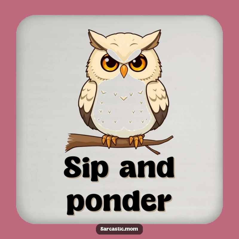 Funny Owl Mom Coaster: Protect Surfaces with Wisdom!