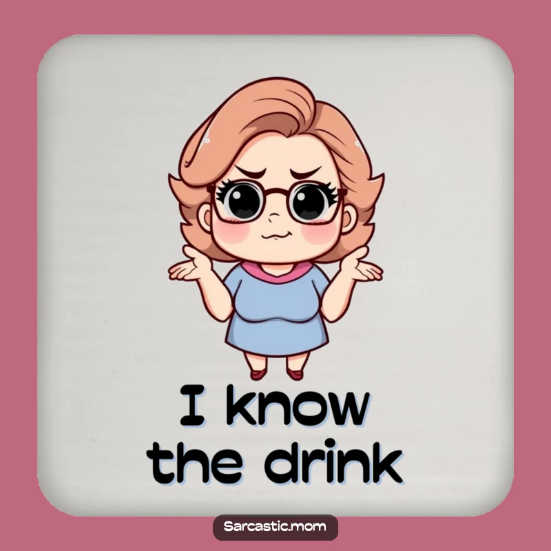 Funny Sarcastic Mom Coasters: Shrugging Smirk Protection, Hilarious Drink Gift Set