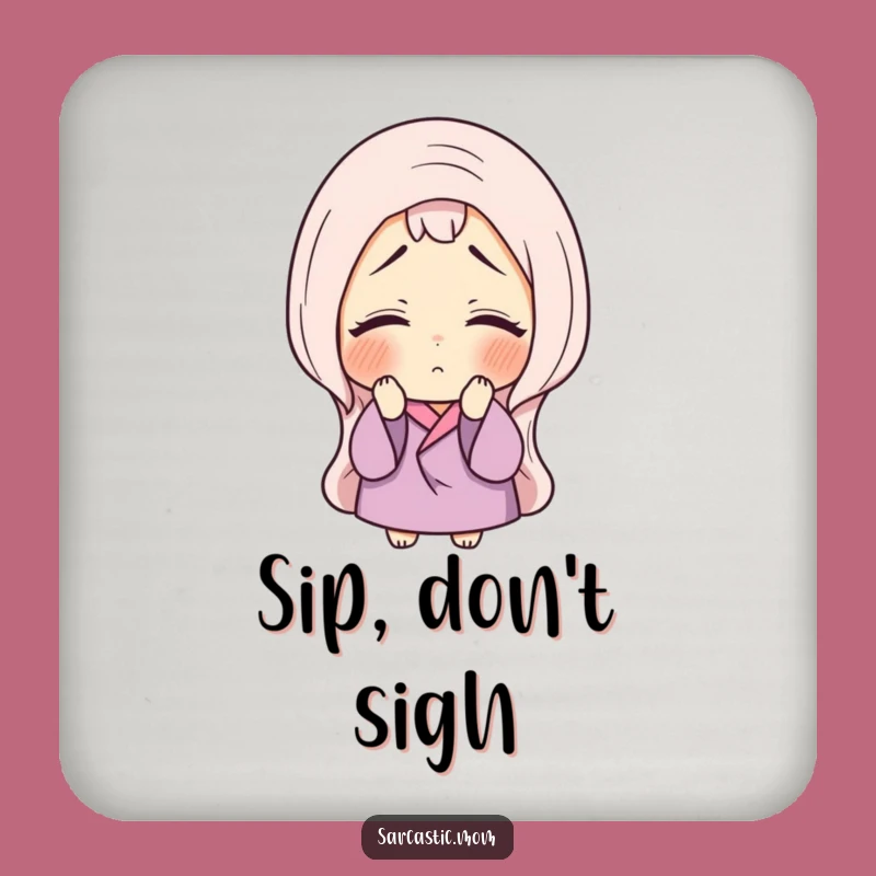 Funny Sighing Mom Coaster: Humorous Gift to Protect Surfaces with Style