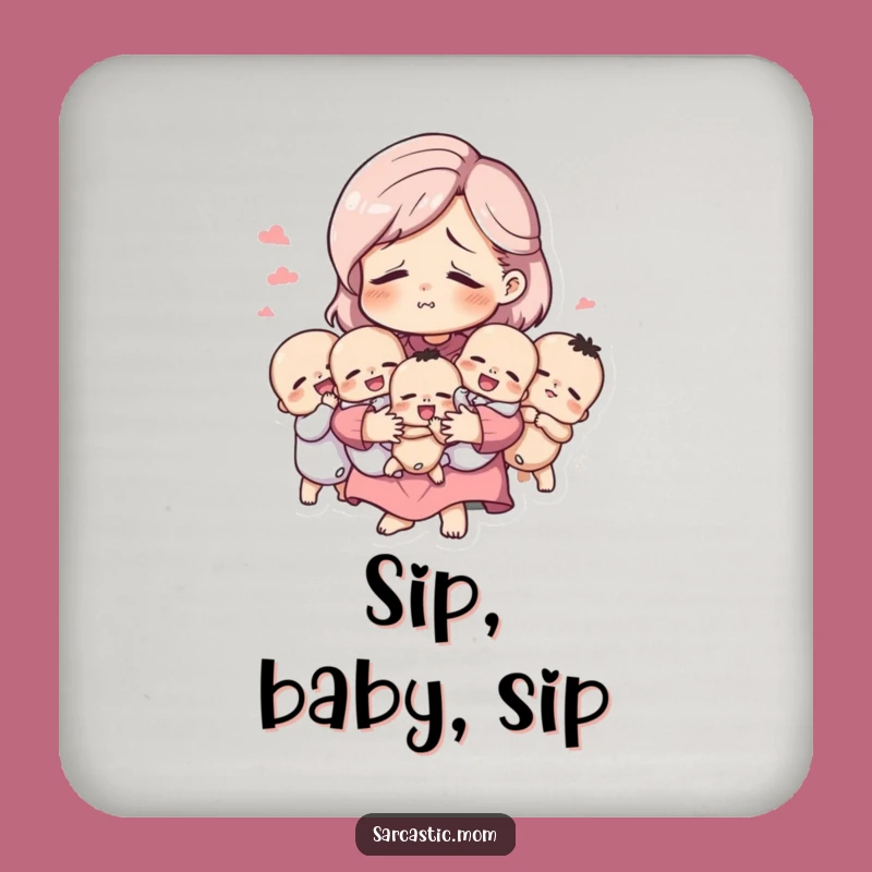 Funny Tired Mom Coaster: Humorous Gift to Protect Surfaces with Style