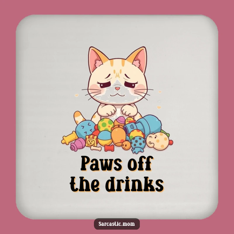 Funny Cat Mom Coaster: Protect Surfaces with Exasperated Feline Charm