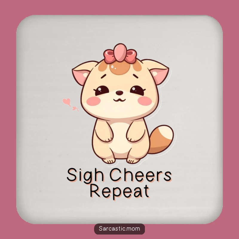 Funny Kawaii Mom Sigh Coasters - Protect Surfaces with Hilarious Drama!