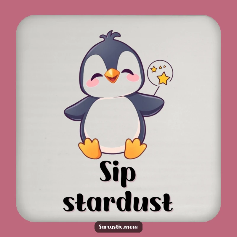 Funny Penguin Star Coaster - Protect Surfaces with Magical Charm