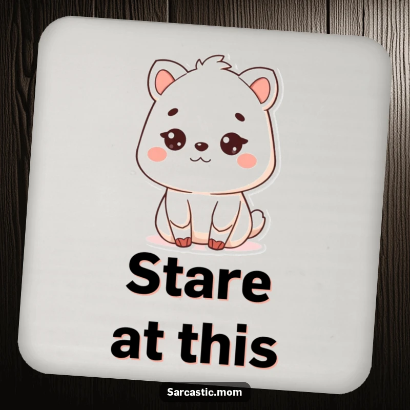 Funny Kawaii mother animal drink coasters, featuring a deadpan stare, adding humor to tabletops, a wonderful funny gift.