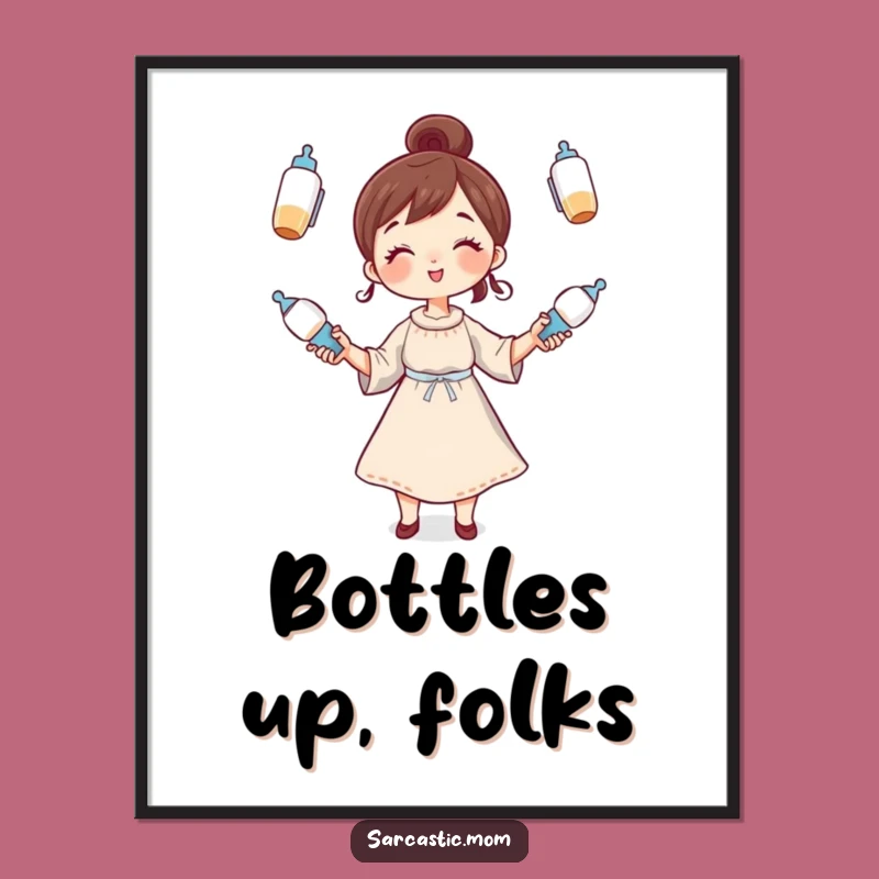 Funny Mom Poster: Whimsical Juggling Parent Wall Art for Nurseries