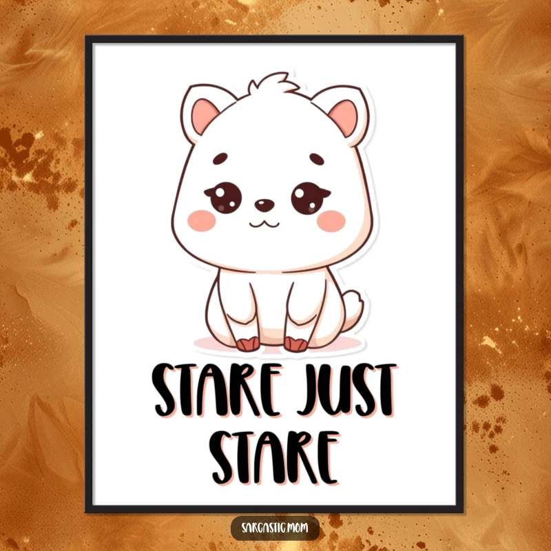 Funny Kawaii mother animal poster, showcasing a deadpan stare, perfect for humorous wall art and as a unique funny gift.