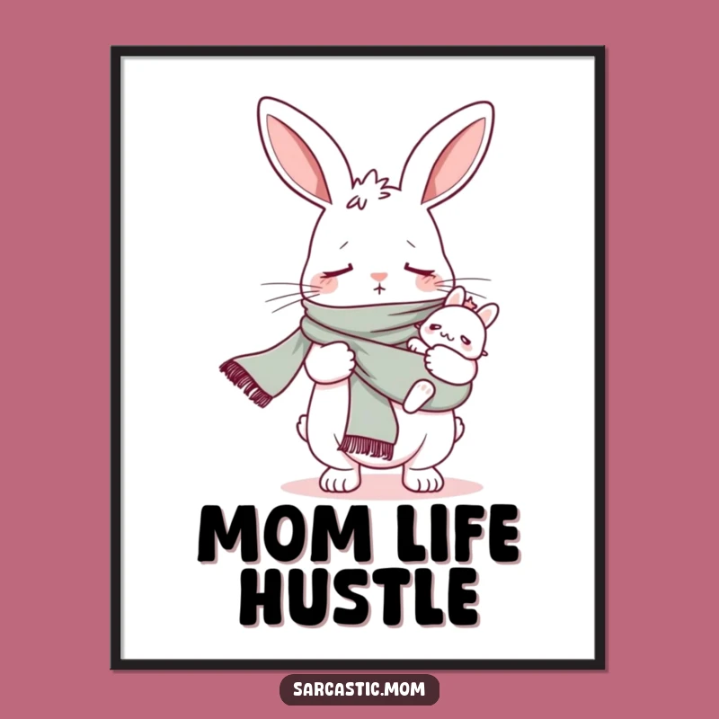 Funny Bunny Mom Baby Sling Scarf Poster - Charming Wall Art and Hilarious Gift