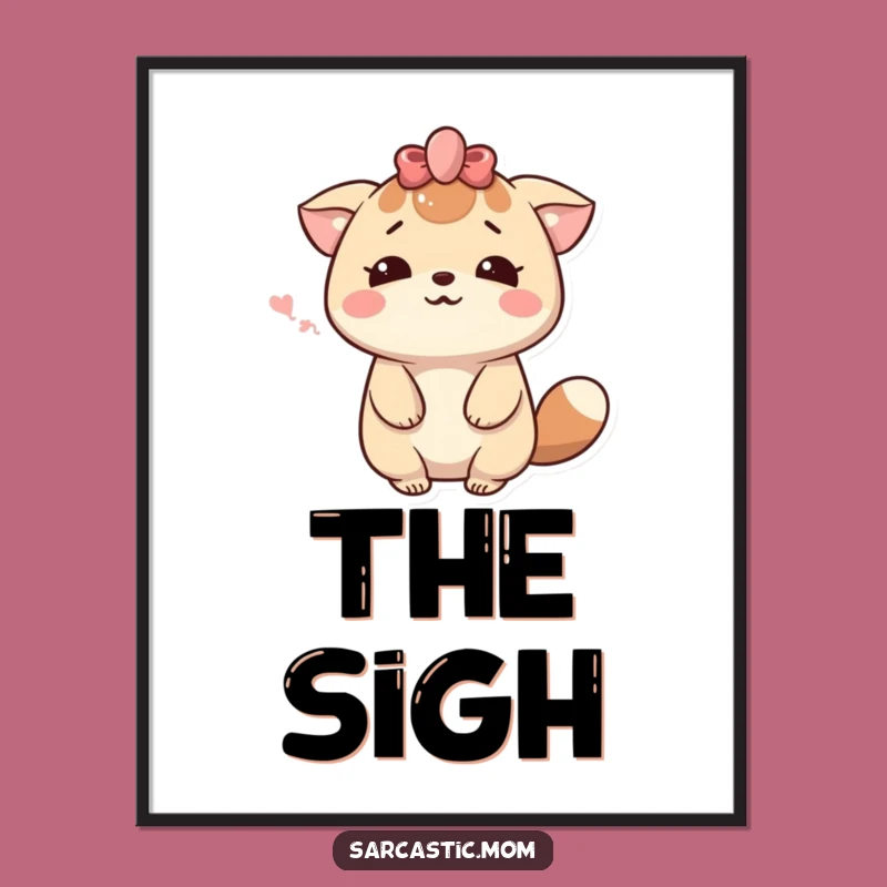 Funny Kawaii Mom Sigh Poster - Hilarious Wall Art for Dramatic Moms!
