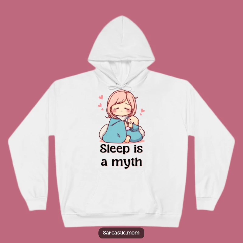 Cozy Funny Sarcastic Mom Hoodie: Pretend Sleep Comfort, Hilarious Gift for New Parents