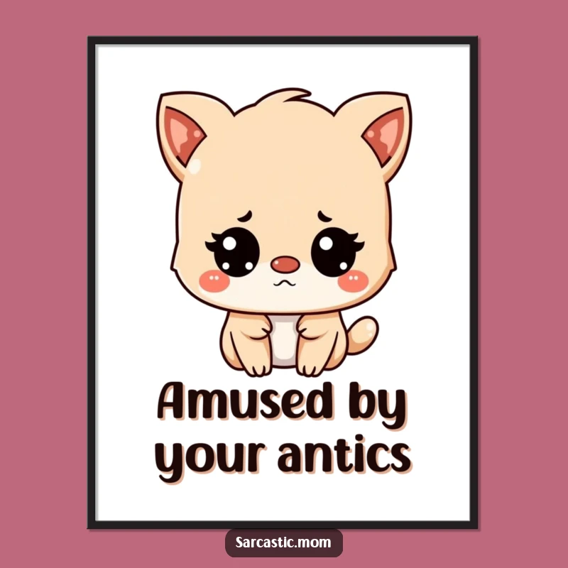 Free Printable Wall Art: Kawaii Mom's Amused Gaze, Hilarious Downloadable Decor