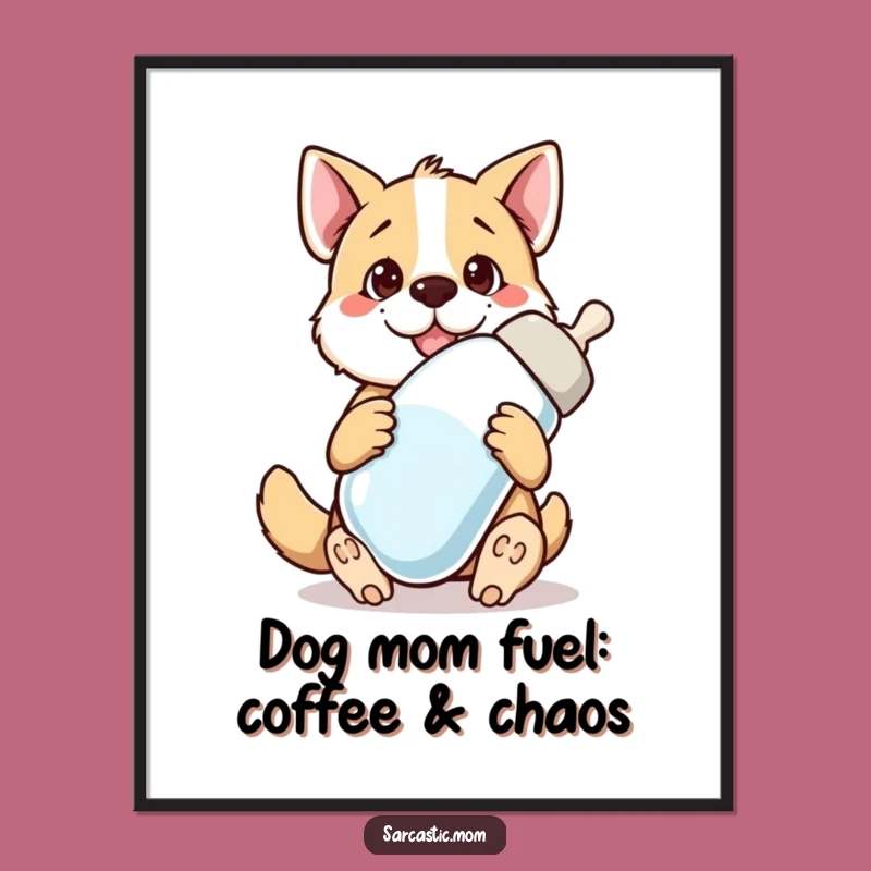 Free Printable Dog Mom Wall Art: Giant Bottle Humor, Funny Pet Parent Downloadable Decor