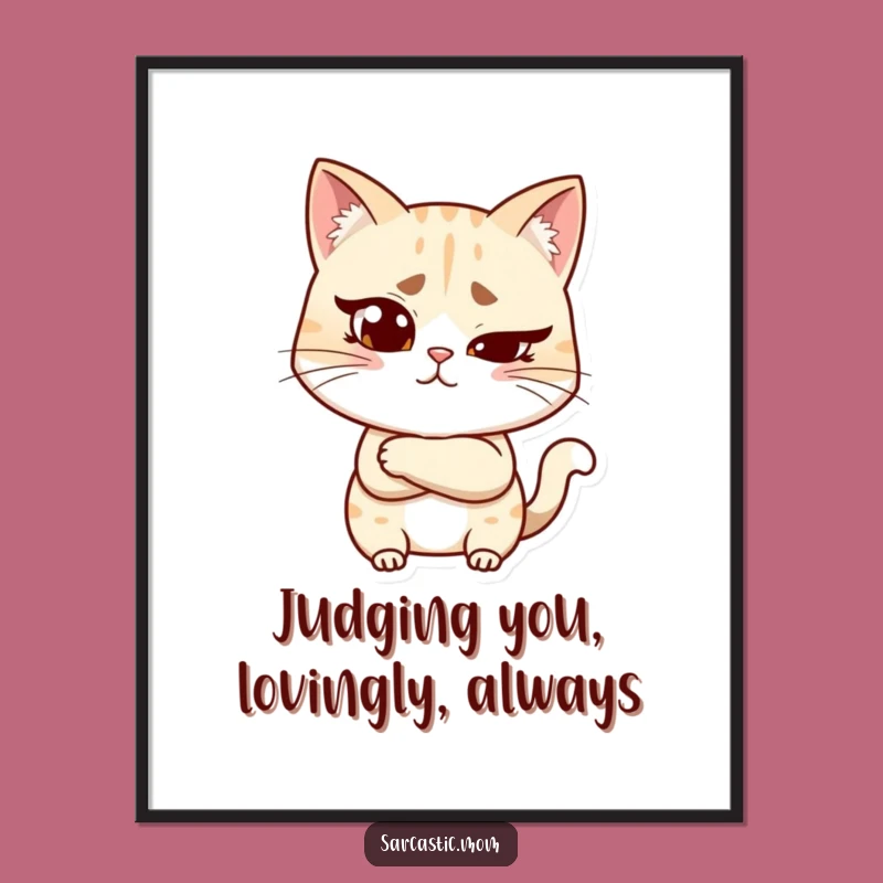 Free Printable Wall Art: Funny Cat Mom Judgmental Decor Downloadable