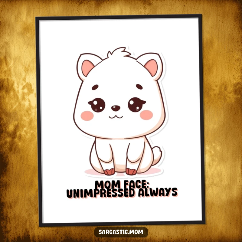Funny Free Printable Wall Art: A Kawaii mother animal with a deadpan stare, offering silent commentary on your life.