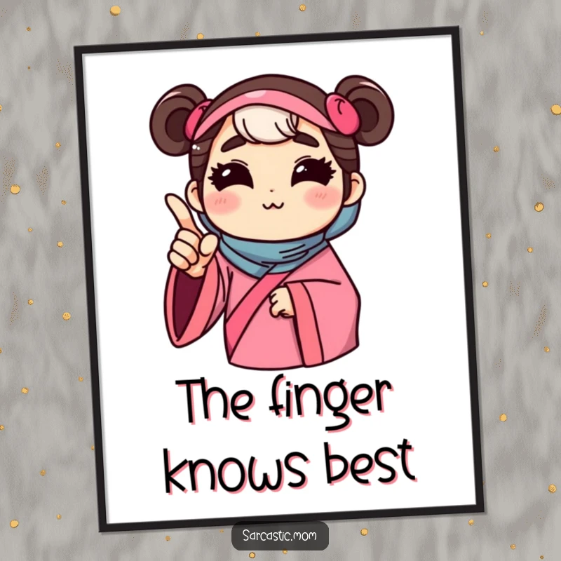 Funny Free Printable Wall Art: A mother figure points her finger assertively, offering unsolicited advice with a confident expression.