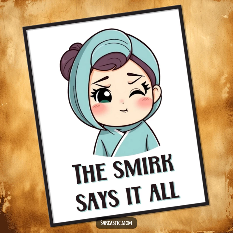 Funny Free Printable Wall Art: A mother figure with a knowing smirk and raised eyebrow, exuding subtle humor.