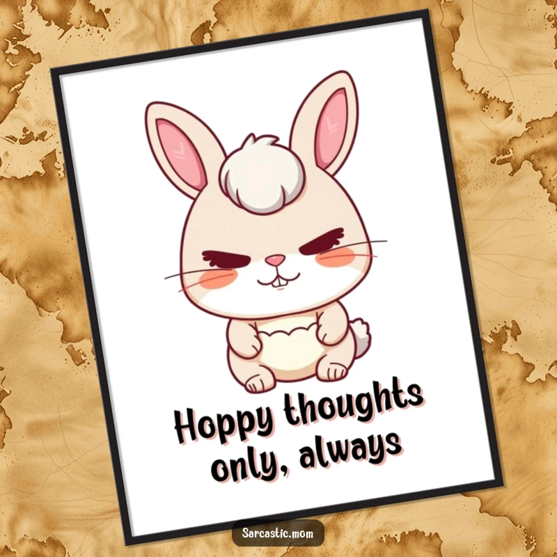 Free Printable Wall Art: A rabbit mom with a stern but loving expression, bringing humorous warmth to decor.