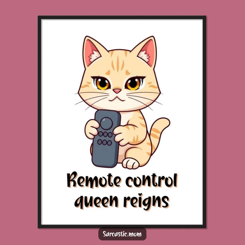 Free Printable Wall Art: Determined Cat Mom Remote Control Art, Funny Decor!