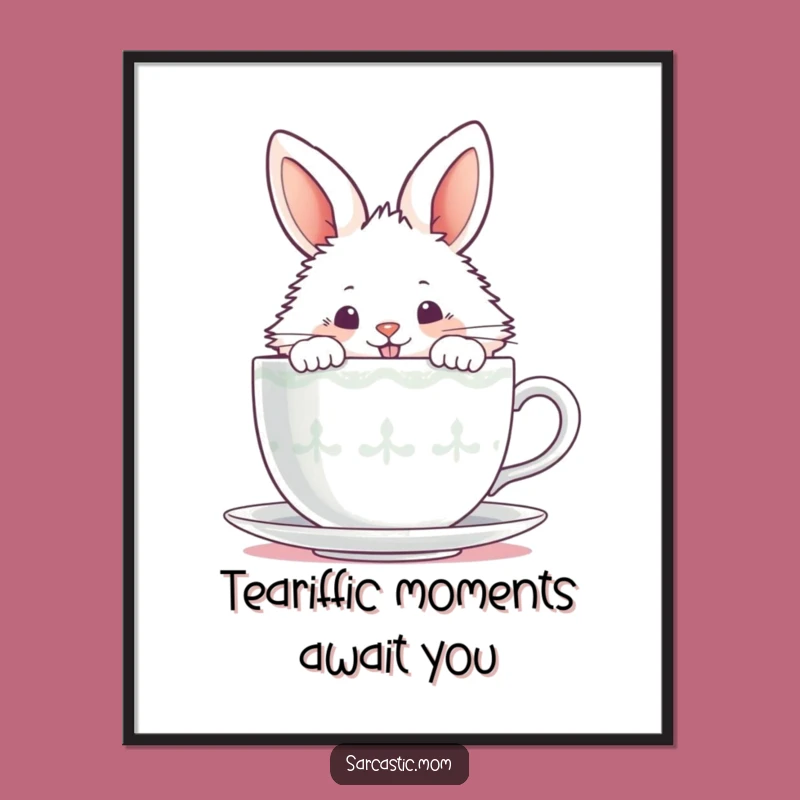 Whimsical Free Printable Wall Art: Mischievous Bunny Tea Art Download